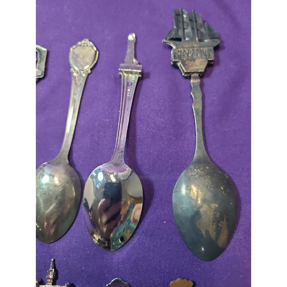 Vintage Collectable Mini Spoons Lot Of 10, Pewter, Silver Plated